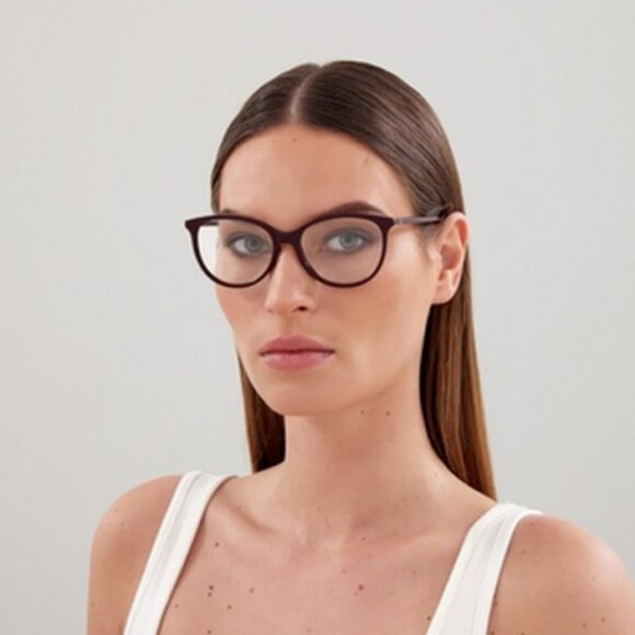 Gucci GG0550O 007 Eyeglasses Burgundy Gradient 53mm Cat Eye Frame - Picture 3 of 12